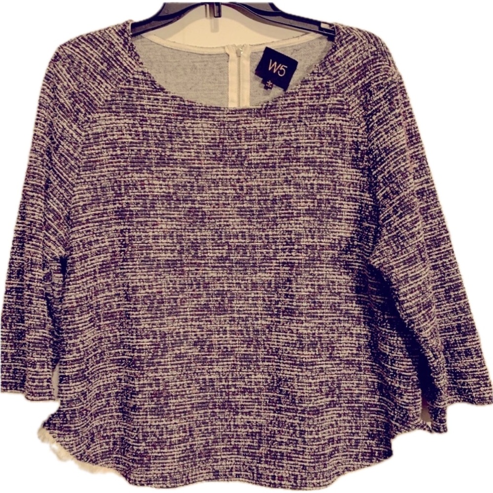 Anthropologie W5 3/4 Sleeve Woven Top w/Tribal‎ Fringe